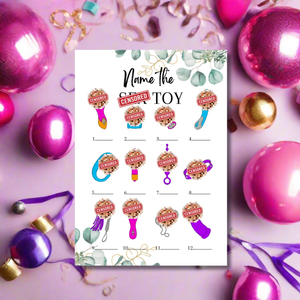 Name the Toy! Cheeky Hen Party Game | Funny A5 Bridal Shower Game | Hilarious Adult Icebreaker for Bachelorette Parties