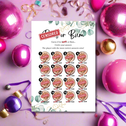 B..... or Bum? Hilarious Hen Party Game | Cheeky A5 Game for Bridal Showers | Bachelorette Icebreaker for Adults