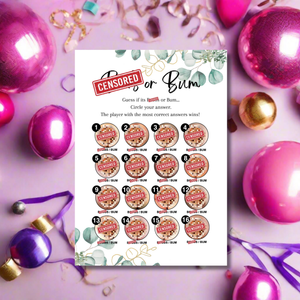 B..... or Bum? Hilarious Hen Party Game | Cheeky A5 Game for Bridal Showers | Bachelorette Icebreaker for Adults