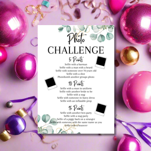 Hen Party Photo Challenge Game | A5 Printed Bridal Activity | Bridal Shower Game | Fun Icebreaker | Bride Tribe Game | Eucalyptus Design