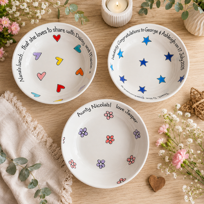 Personalised Ceramic Pasta Bowl – Hand Painted Kids & Adults