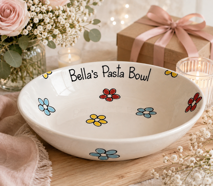 Personalised Ceramic Pasta Bowl – Hand Painted Kids & Adults