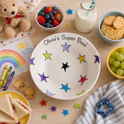 Personalised Ceramic Pasta Bowl – Hand Painted Kids & Adults