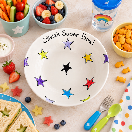 Personalised Ceramic Pasta Bowl – Hand Painted Kids & Adults