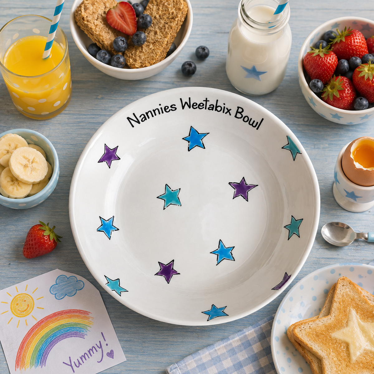 Personalised Ceramic Pasta Bowl – Hand Painted Kids & Adults