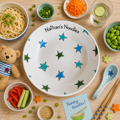 Personalised Ceramic Pasta Bowl – Hand Painted Kids & Adults