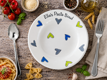 Personalised Ceramic Pasta Bowl – Hand Painted Kids & Adults