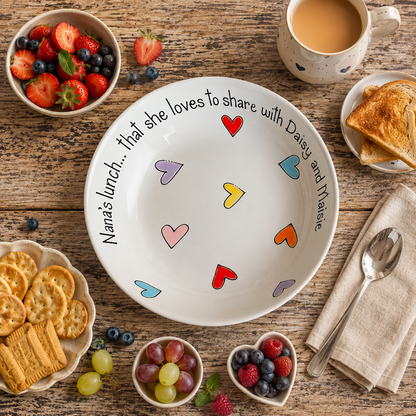 Personalised Ceramic Pasta Bowl – Hand Painted Kids & Adults