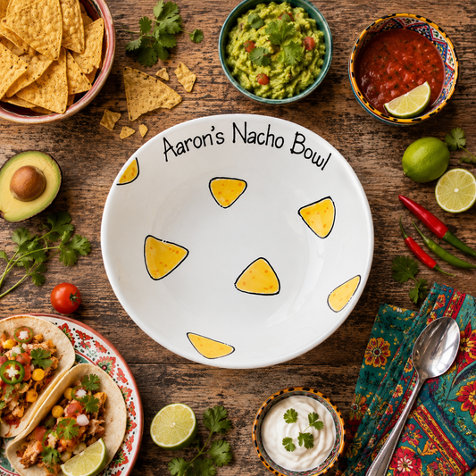 Personalised Ceramic Nacho Bowl – Hand Painted Mexican Food Bowl