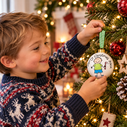 Personalised Children's Christmas Bauble – Hand Painted Ceramic Decoration
