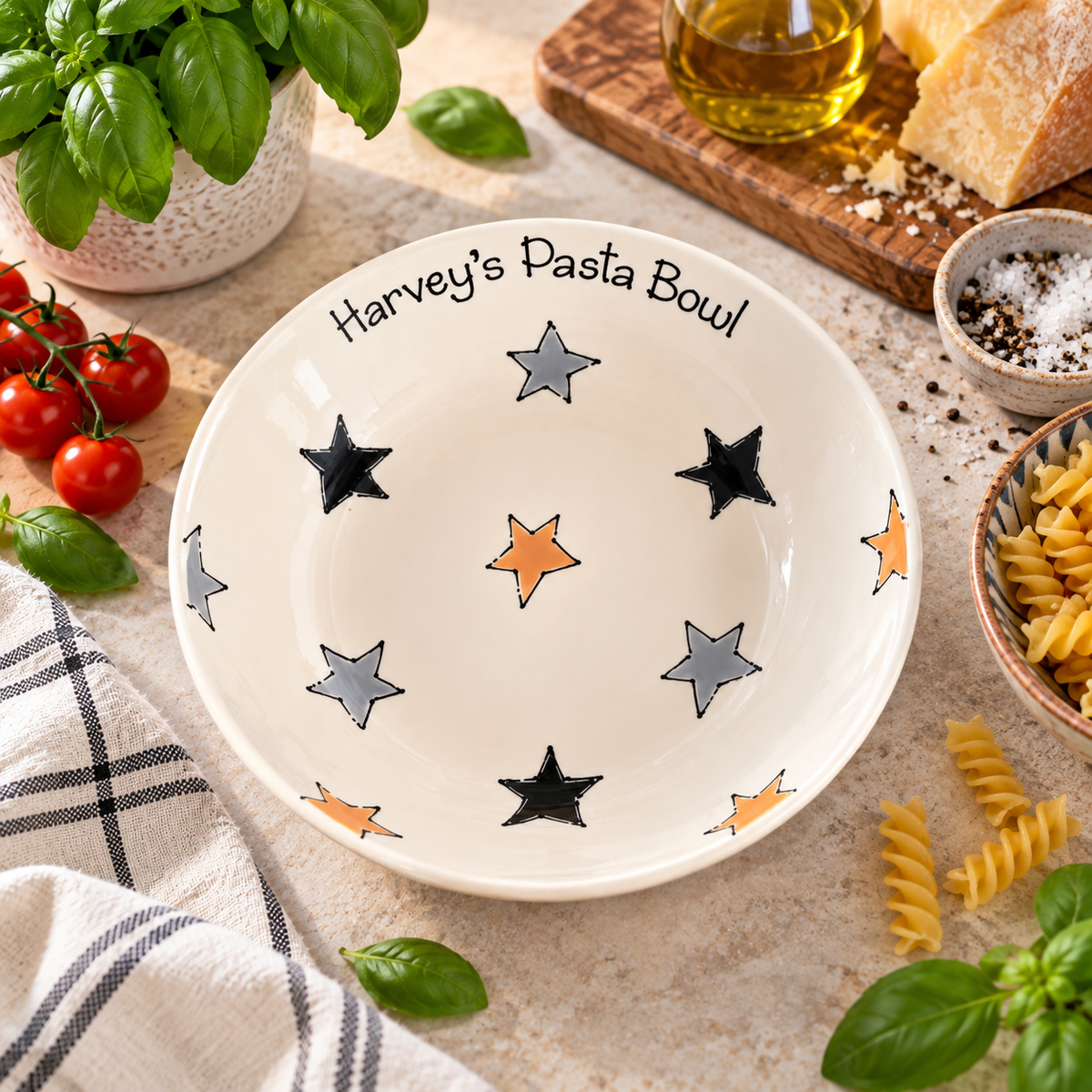 Personalised Ceramic Pasta Bowl – Hand Painted Kids & Adults