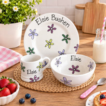Load image into Gallery viewer, Personalised Ceramic Dinner Set – Hand Painted Plate, Bowl &amp; Mug