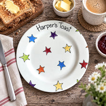 Load image into Gallery viewer, Personalised Ceramic Plate – Hand Painted Name Plate, Hearts, Stars, Flowers &amp; Spots