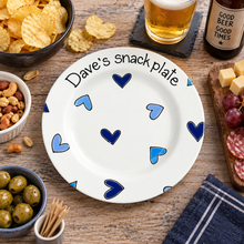 Load image into Gallery viewer, Personalised Ceramic Plate – Hand Painted Name Plate, Hearts, Stars, Flowers &amp; Spots
