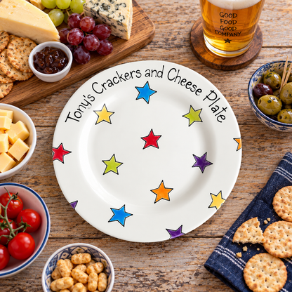 Personalised Ceramic Plate – Hand Painted Name Plate, Hearts, Stars, Flowers & Spots
