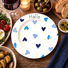 Load image into Gallery viewer, Personalised Ceramic Plate – Hand Painted Name Plate, Hearts, Stars, Flowers &amp; Spots