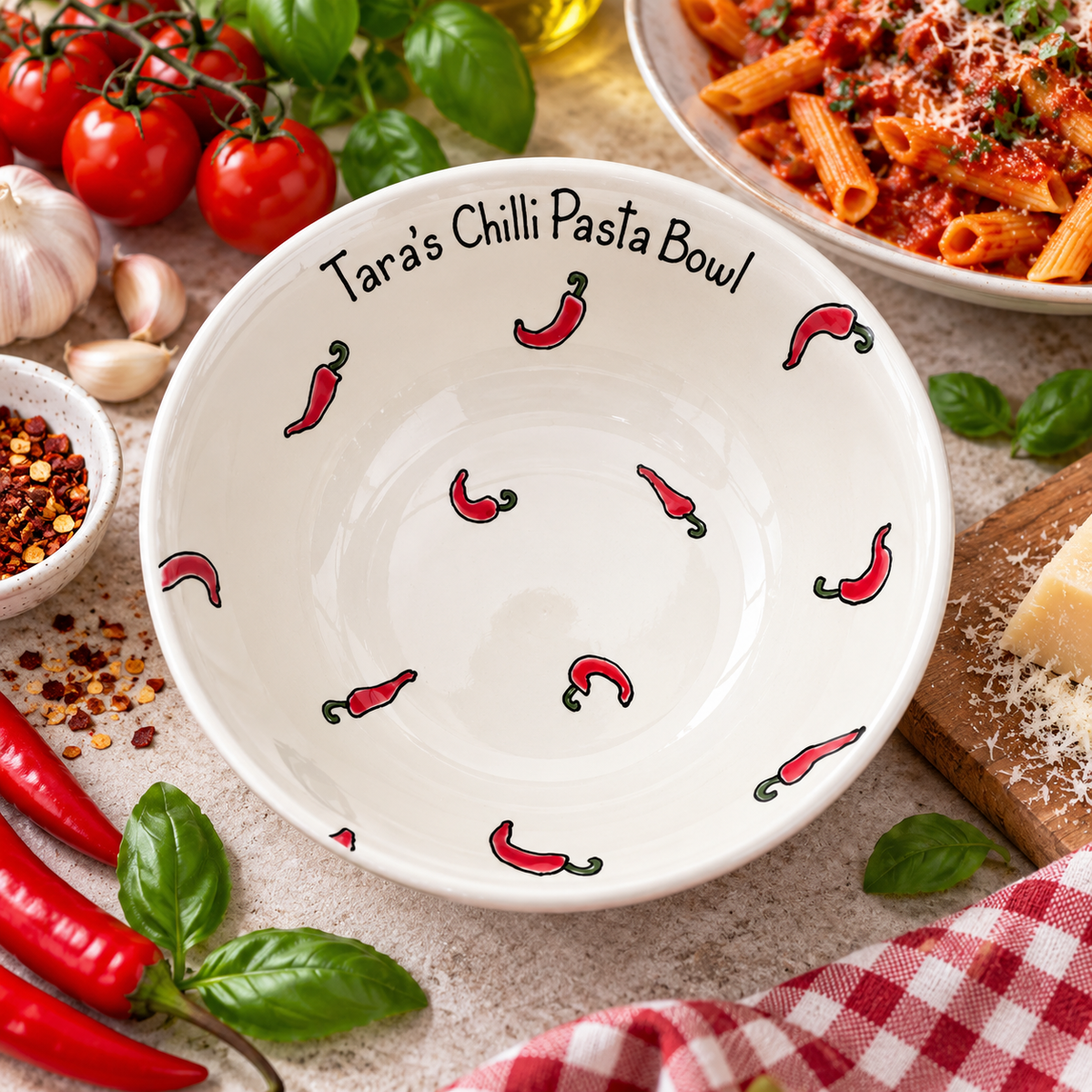 Personalised Ceramic Pasta Bowl – Hand Painted Kids & Adults