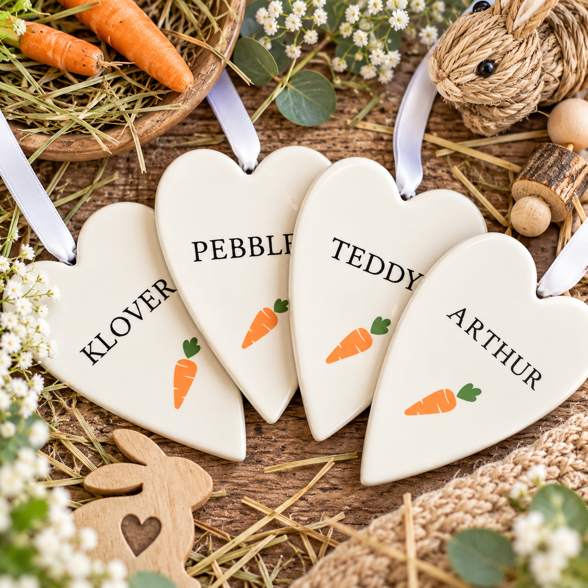 Personalised Ceramic Hanging Heart – Hand Painted Name Decoration