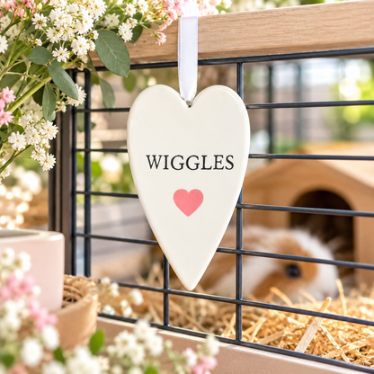 Personalised Ceramic Hanging Heart – Hand Painted Name Decoration
