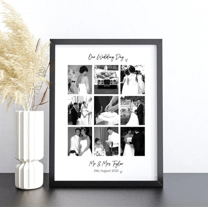 Personalised Wedding Photo Collage Print & Frame – 9 Photo Wedding Keepsake