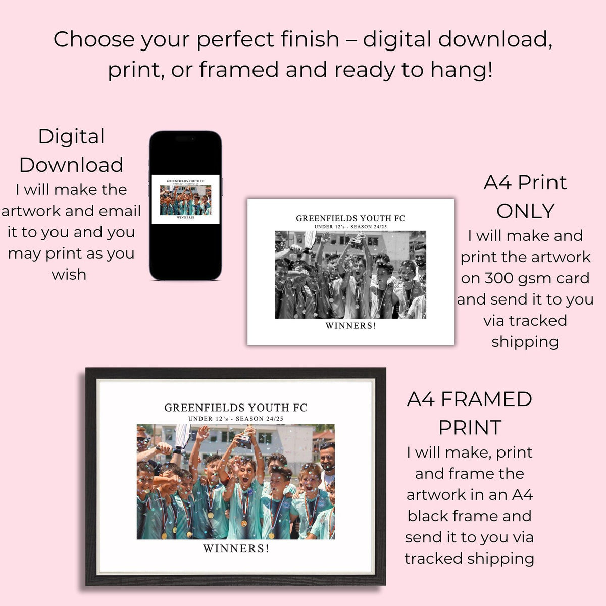 Personalised Sports Team Photo Frame & Print – Football, Rugby & Team Gifts