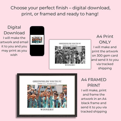 Personalised Sports Team Photo Frame & Print – Football, Rugby & Team Gifts