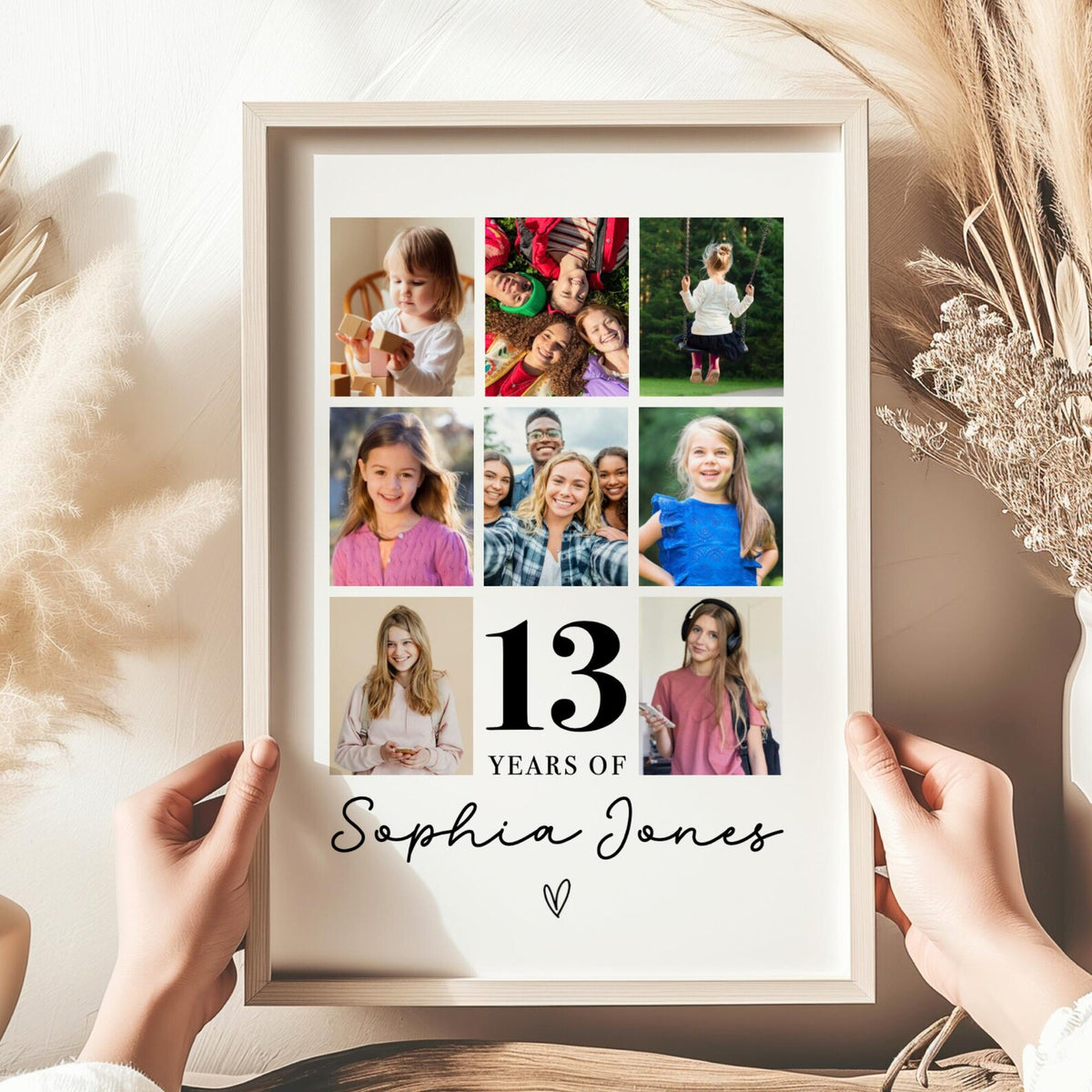 Personalised Years Of Memories Birthday Photo Collage Print & Frame – Any Age