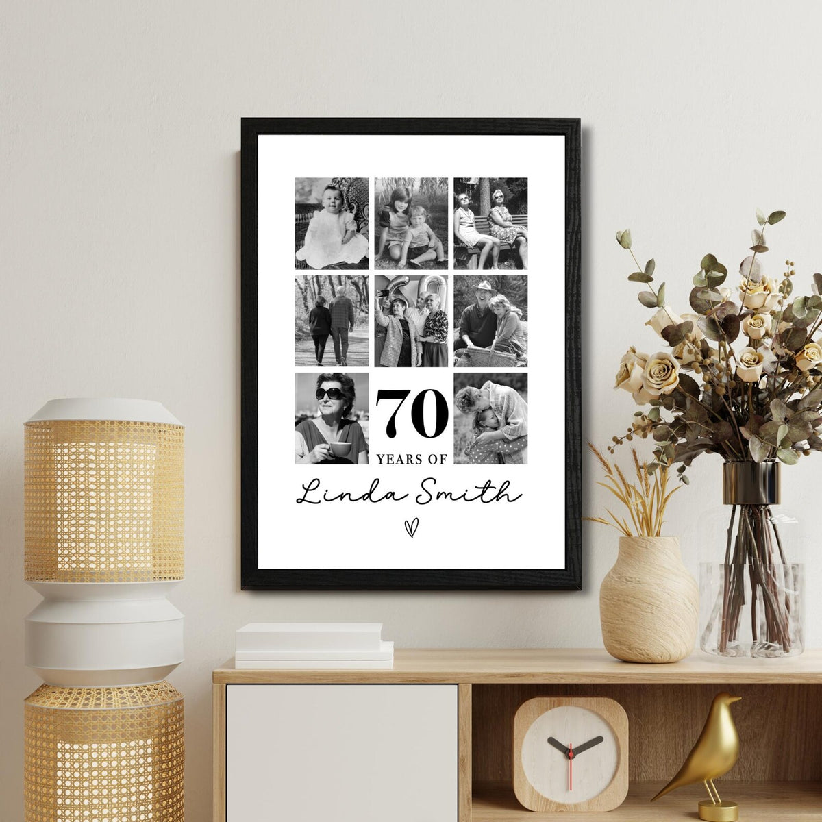 Personalised Years Of Memories Birthday Photo Collage Print & Frame – Any Age