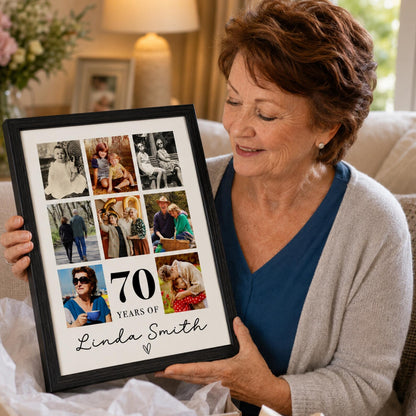 Personalised Years Of Memories Birthday Photo Collage Print & Frame – Any Age