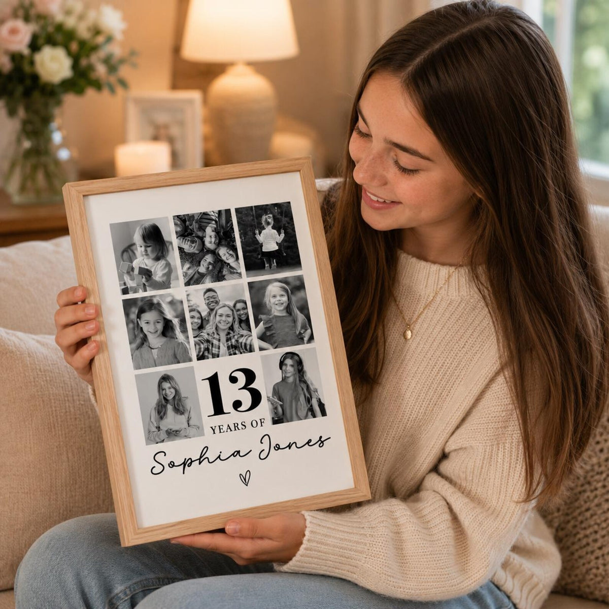 Personalised Years Of Memories Birthday Photo Collage Print & Frame – Any Age