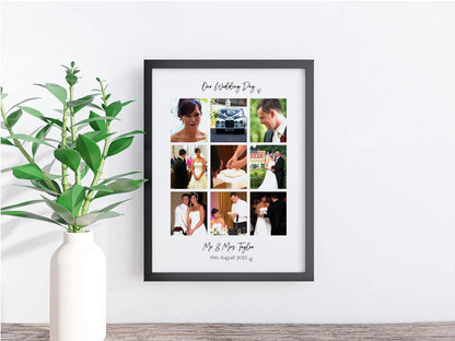 Personalised Wedding Photo Collage Print & Frame – 9 Photo Wedding Keepsake