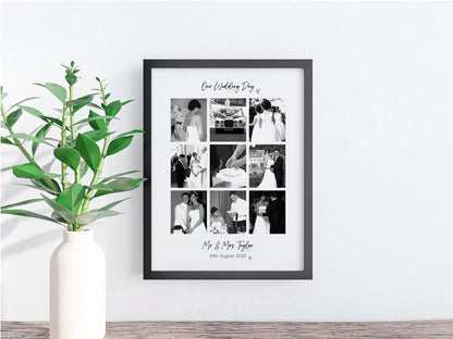 Personalised Wedding Photo Collage Print & Frame – 9 Photo Wedding Keepsake