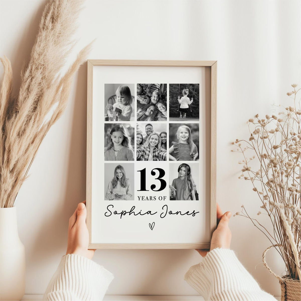 Personalised Years Of Memories Birthday Photo Collage Print & Frame – Any Age