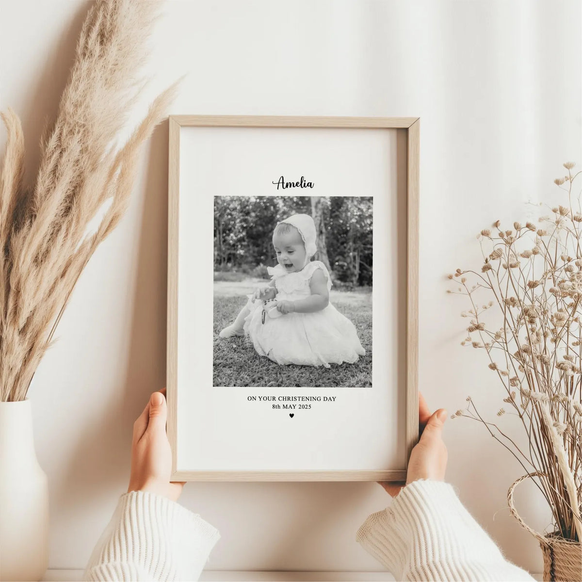 Personalised Christening Photo Frame & Print – Baby Christening Gift