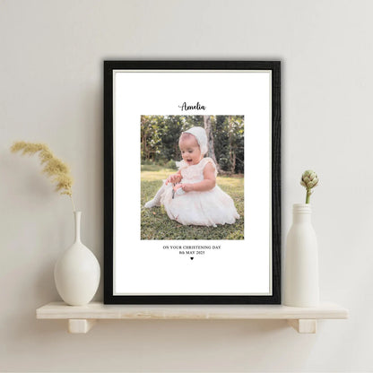 Personalised Christening Photo Frame & Print – Baby Christening Gift