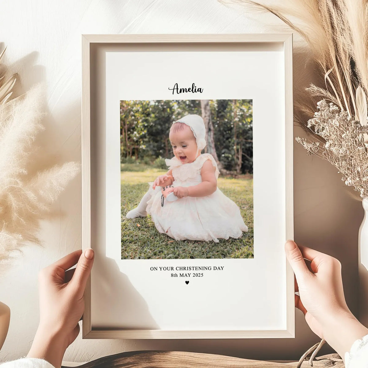 Personalised Christening Photo Frame & Print – Baby Christening Gift