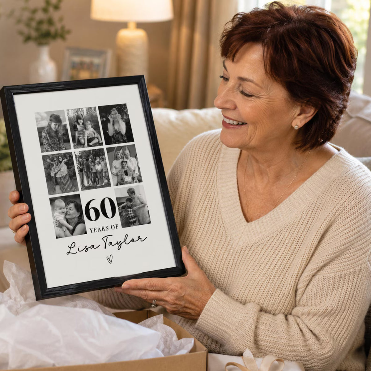 Personalised Years Of Memories Birthday Photo Collage Print & Frame – Any Age