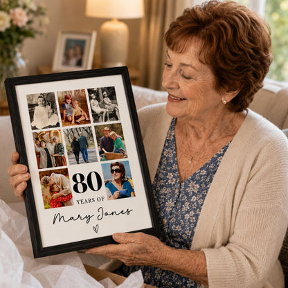 Personalised Years Of Memories Birthday Photo Collage Print & Frame – Any Age