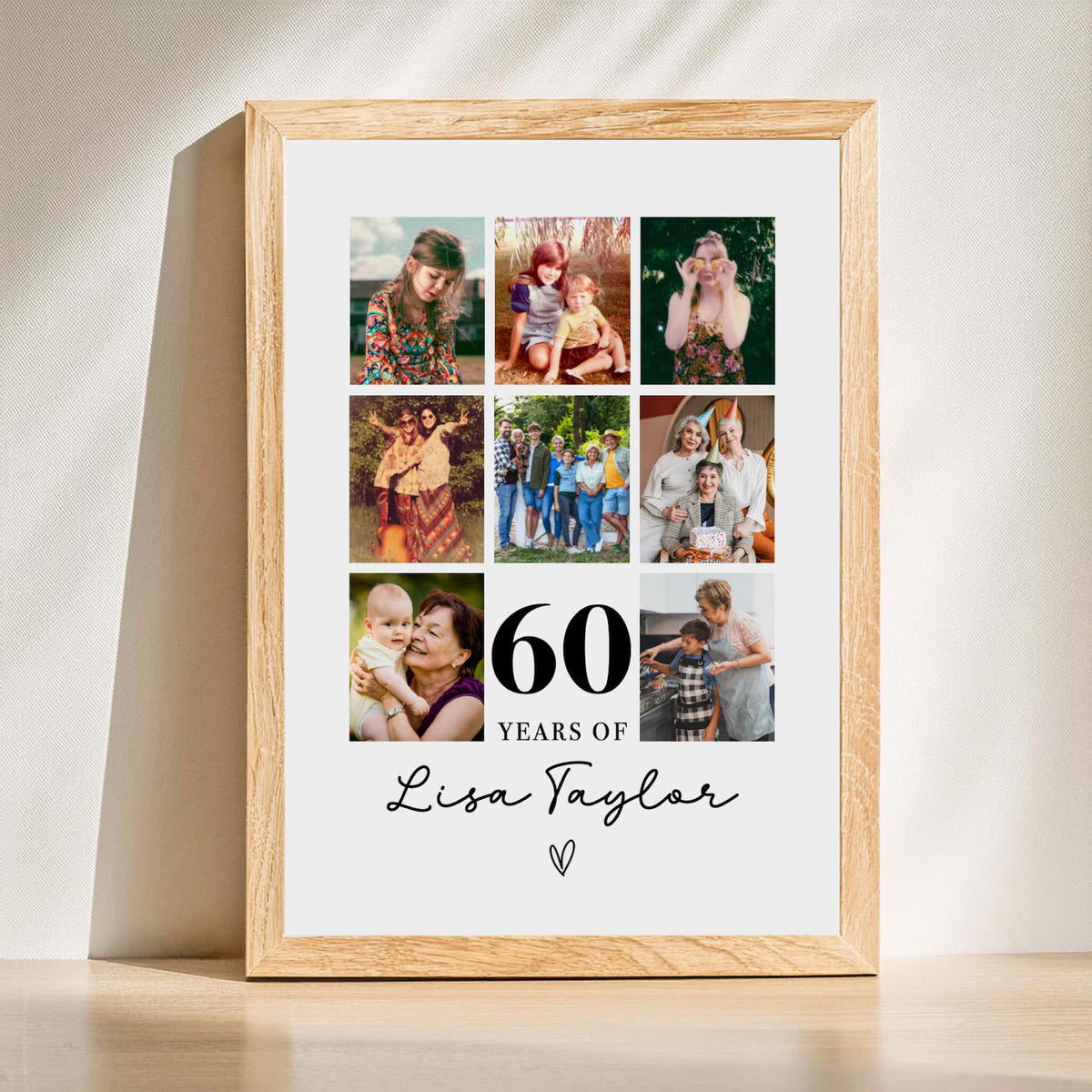 Personalised Years Of Memories Birthday Photo Collage Print & Frame – Any Age