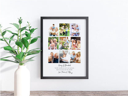 Personalised Grandparents 9 Photo Collage Print & Frame – Gift for Nanny & Grandad