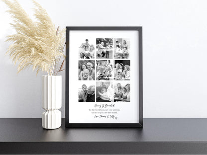 Personalised Grandparents 9 Photo Collage Print & Frame – Gift for Nanny & Grandad