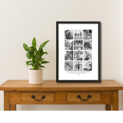 Personalised 12 Photo Collage Print & Frame – Custom Photo Gift