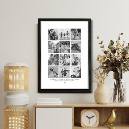 Personalised 12 Photo Collage Print & Frame – Custom Photo Gift