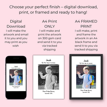 Personalised First Day at Nursery Photo Frame – Nursery Keepsake Gift