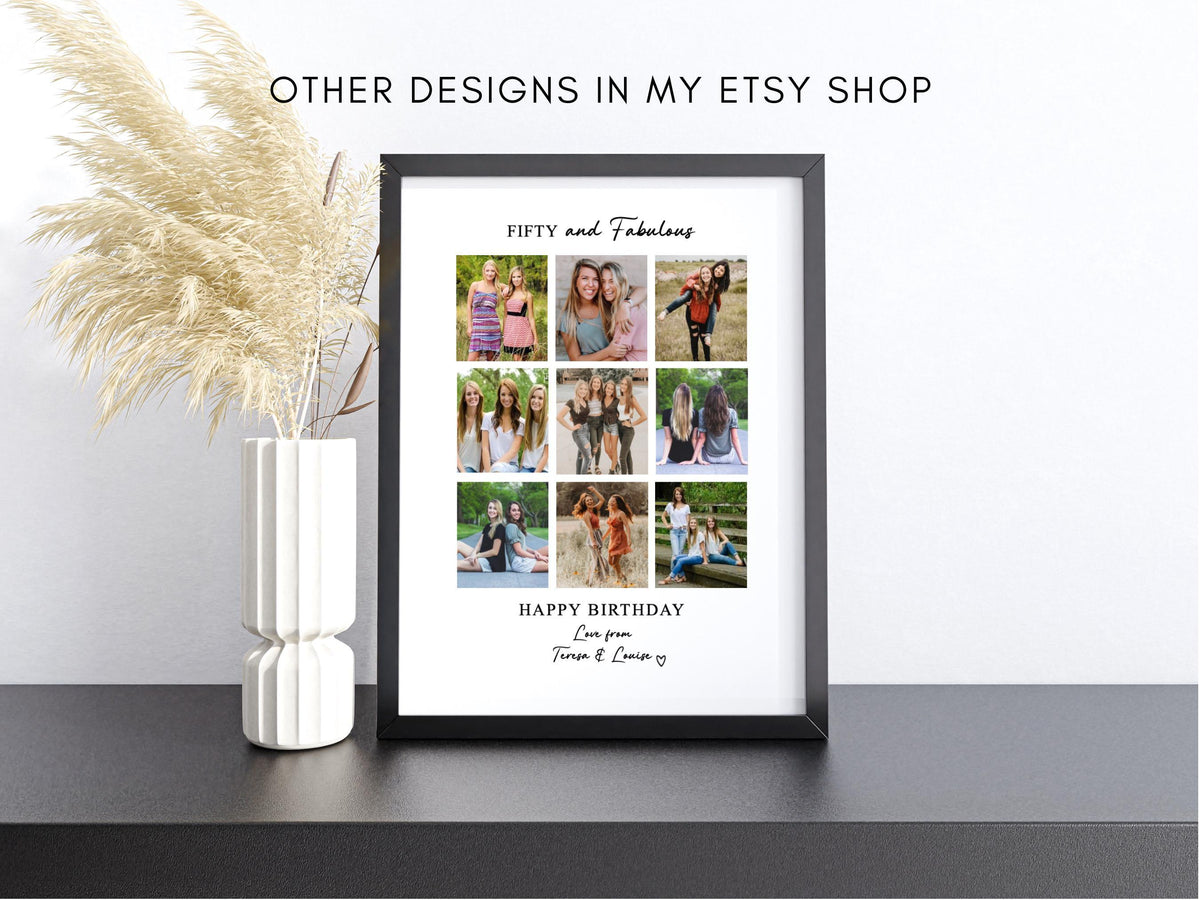 Personalised Forty & Fabulous 40th Birthday Photo Collage Print & Frame