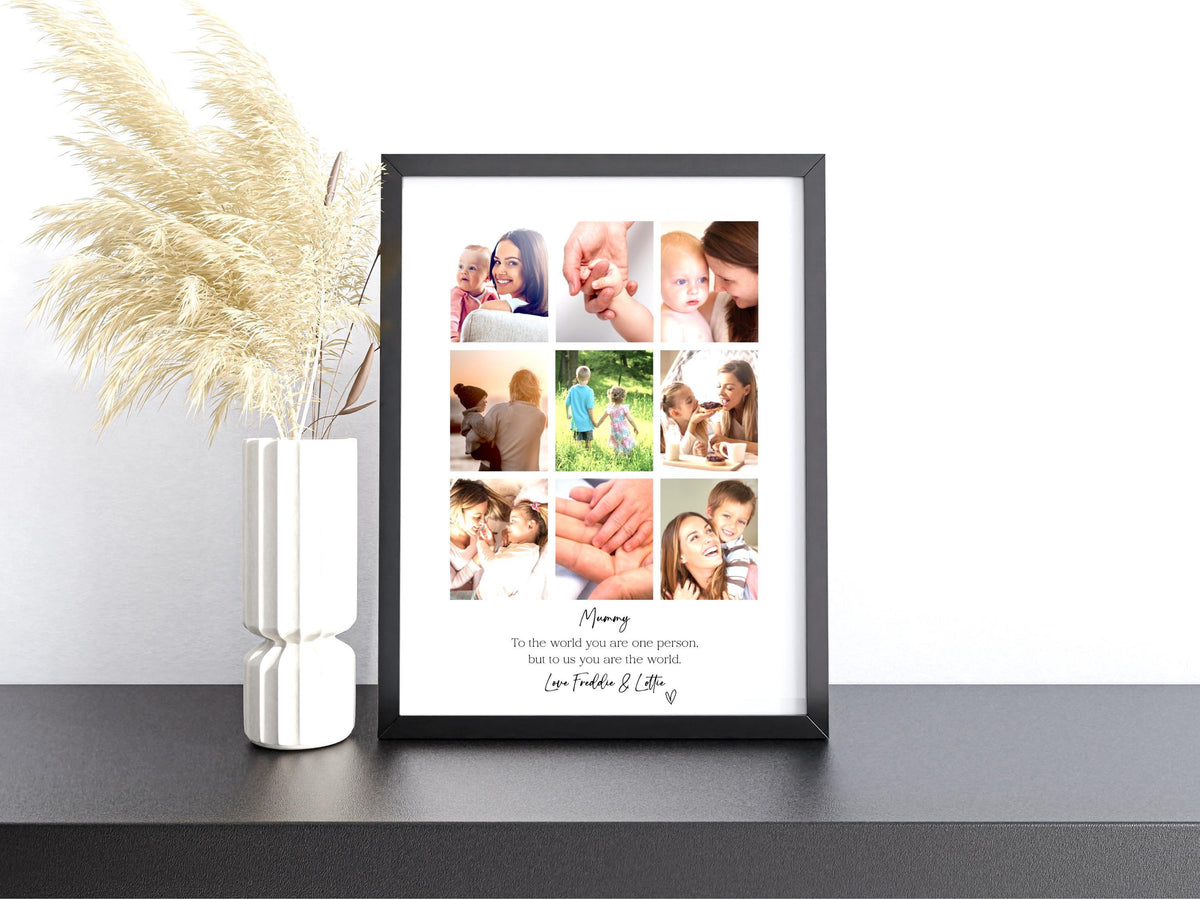 Personalised Mummy 9 Photo Collage Print & Frame – Mother's Day Gift