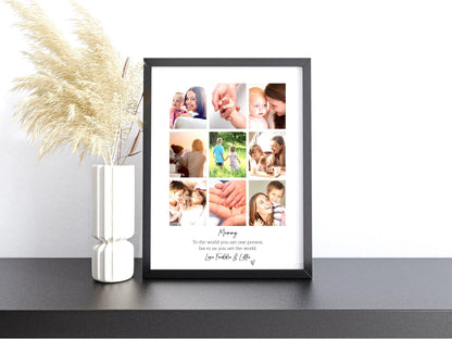 Personalised Mummy 9 Photo Collage Print & Frame – Mother's Day Gift