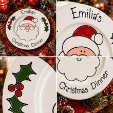 Load image into Gallery viewer, Personalised Christmas Dinner Plate &amp; Set – Hand Painted Santa Ceramic Plate, Bowl &amp; Mug