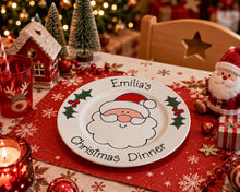 Load image into Gallery viewer, Personalised Christmas Dinner Plate &amp; Set – Hand Painted Santa Ceramic Plate, Bowl &amp; Mug
