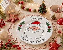 Load image into Gallery viewer, Personalised Christmas Dinner Plate &amp; Set – Hand Painted Santa Ceramic Plate, Bowl &amp; Mug